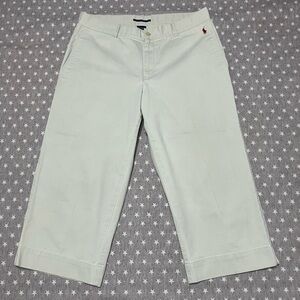 Ralph Lauren Sport Capri Pants Women’s 14 Ivory Burgundy Pony Vintage